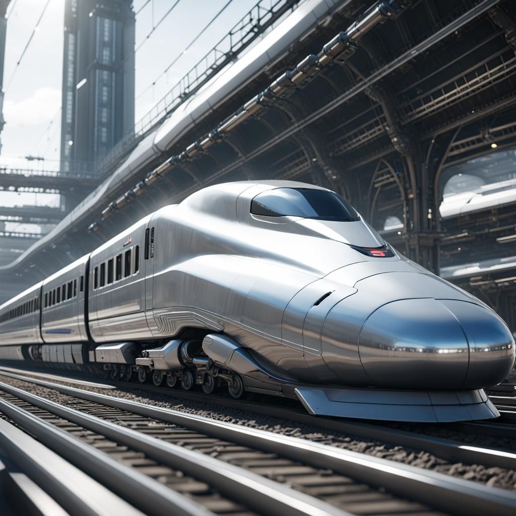 detailed bullet train pulling up to the train station,  intricate mech details, ground level shot, 8K resolution, Cinema...