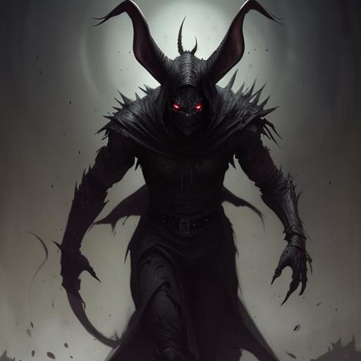 Sinister Scaled Rabbit Demon Knight with Human Eyes