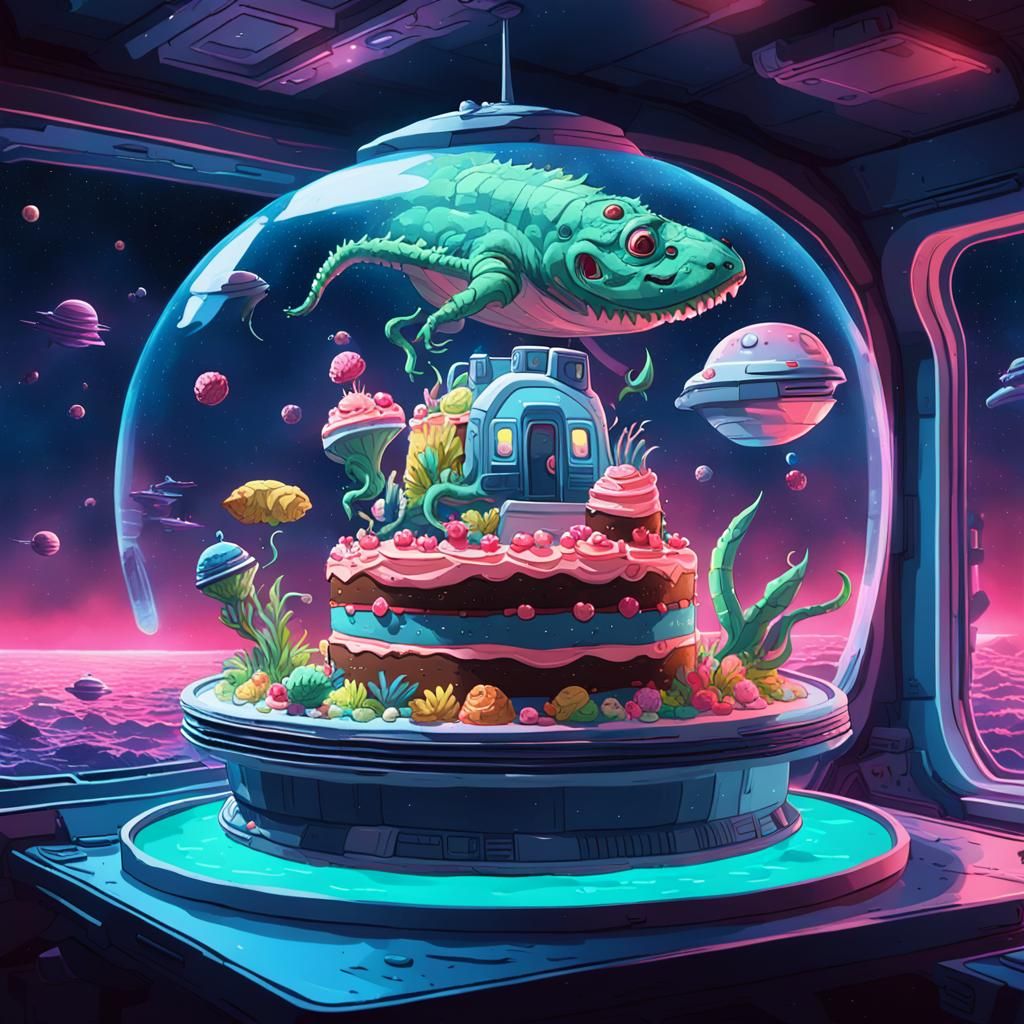 Little Shop of Horrors Cake Floats in Space