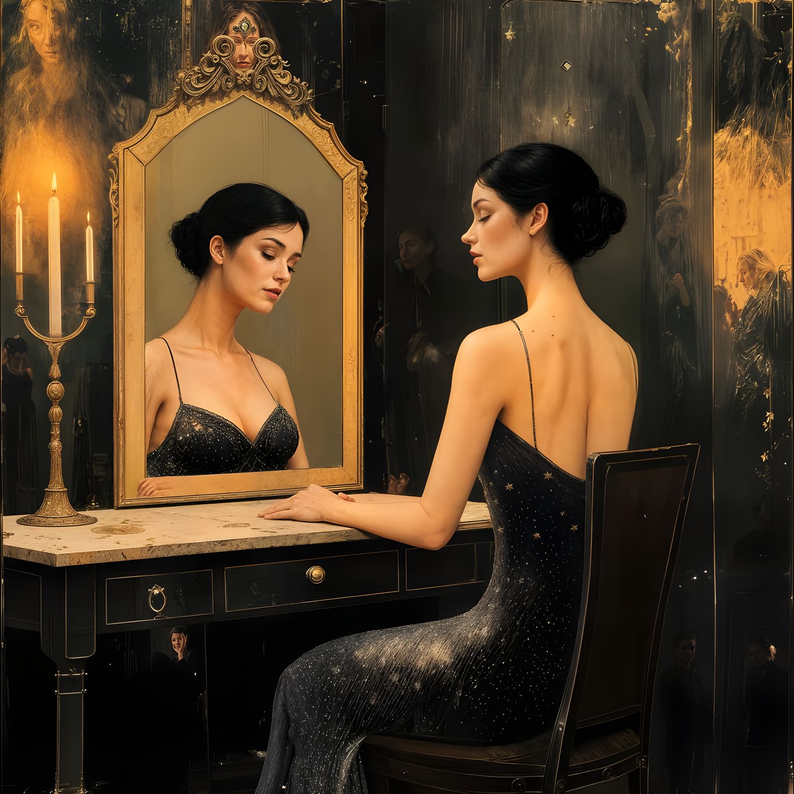 Sad Broadway Star in Dressing Room, Circa 1945