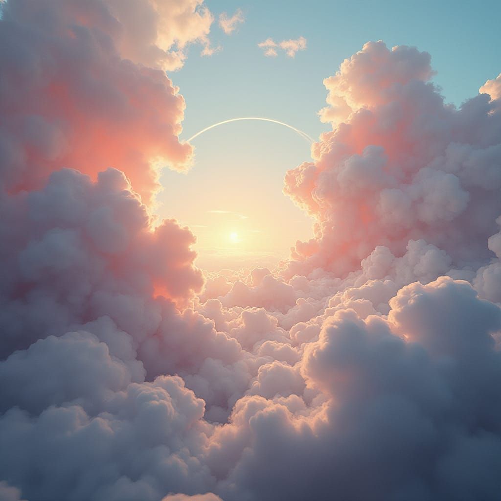 Ethereal Dreamscape with Gentle Clouds and Warm Light