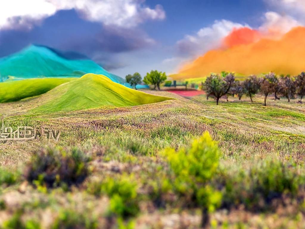 Color Field Landscape Vista in Film Style