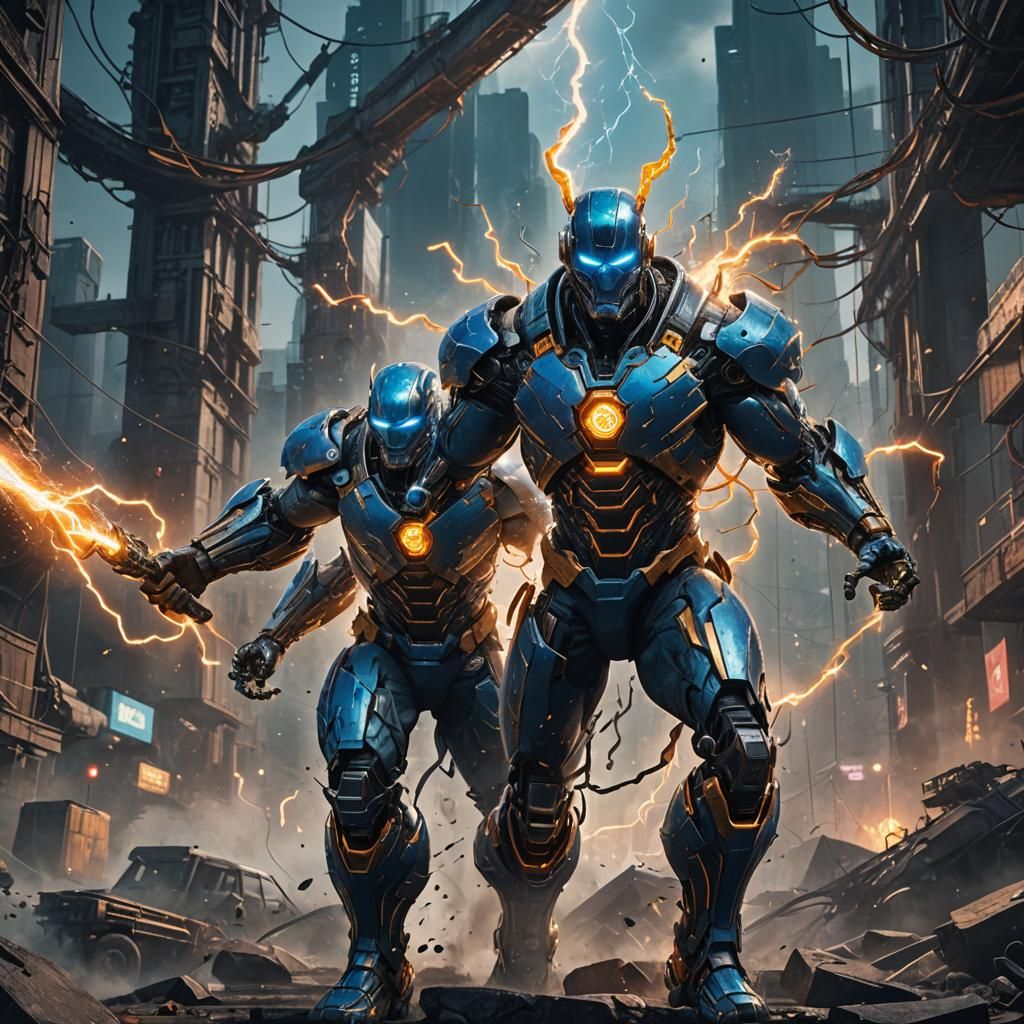 Electric Man: Detailed Fantasy Concept Art