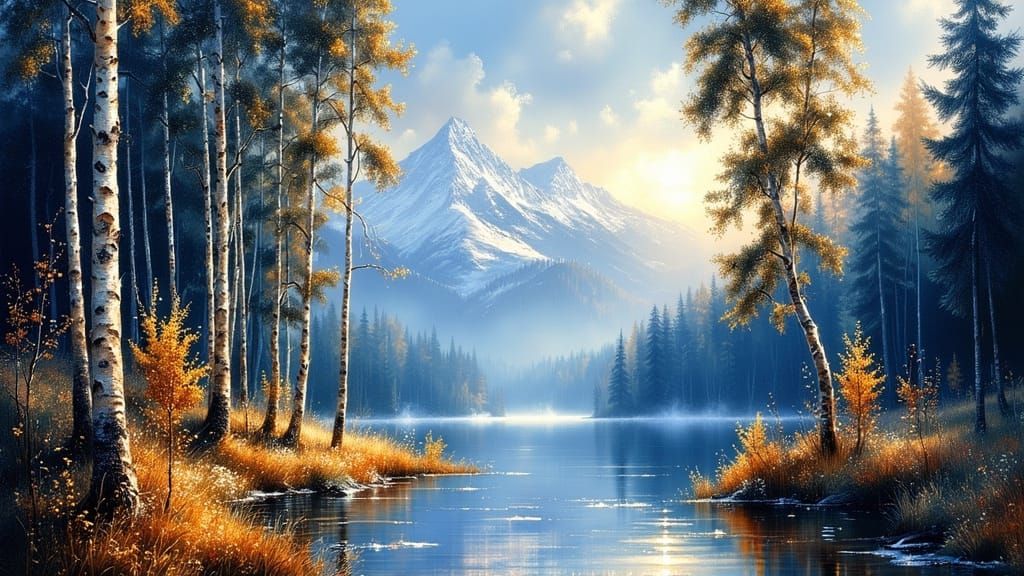 Vibrant Mountain Landscape with Pine and Beech Trees