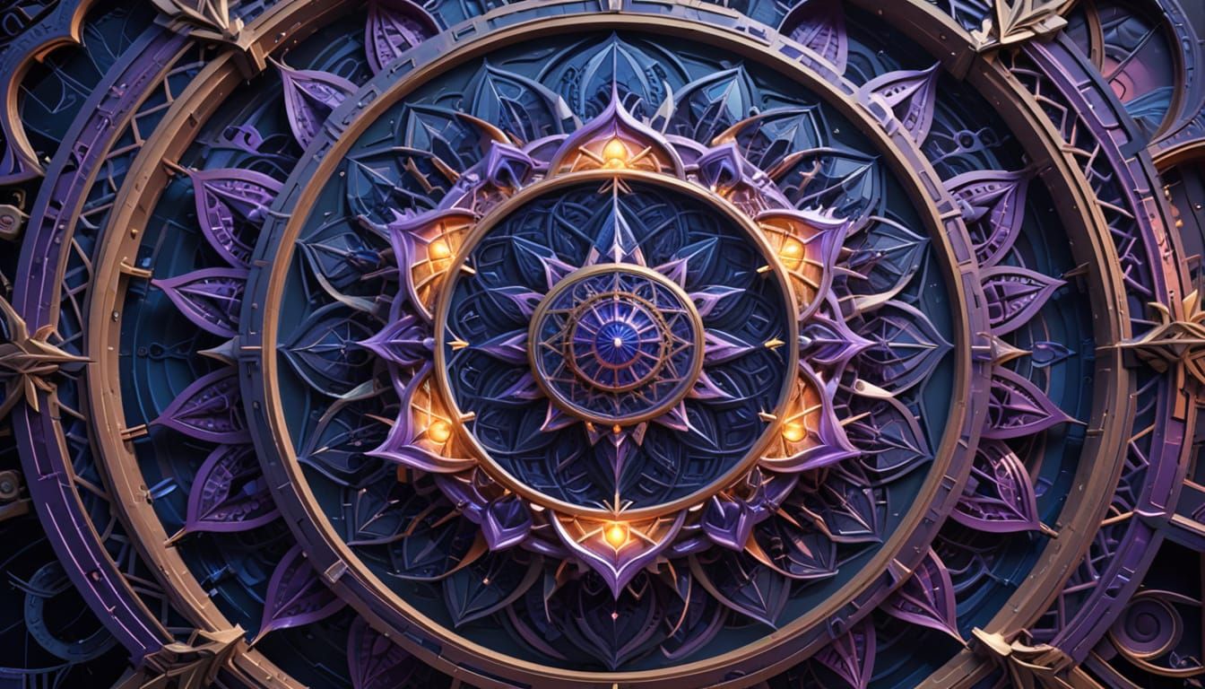 Ethereal Geometric Sanctuary in Vibrant, Glowing Hues