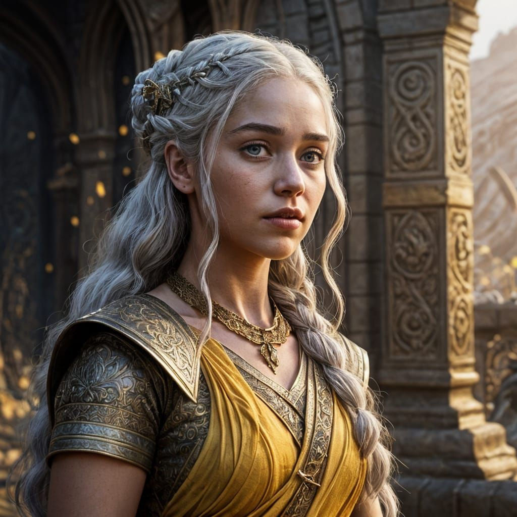 Daenerys Targaryen in Indian Sari: Detailed Matte Painting