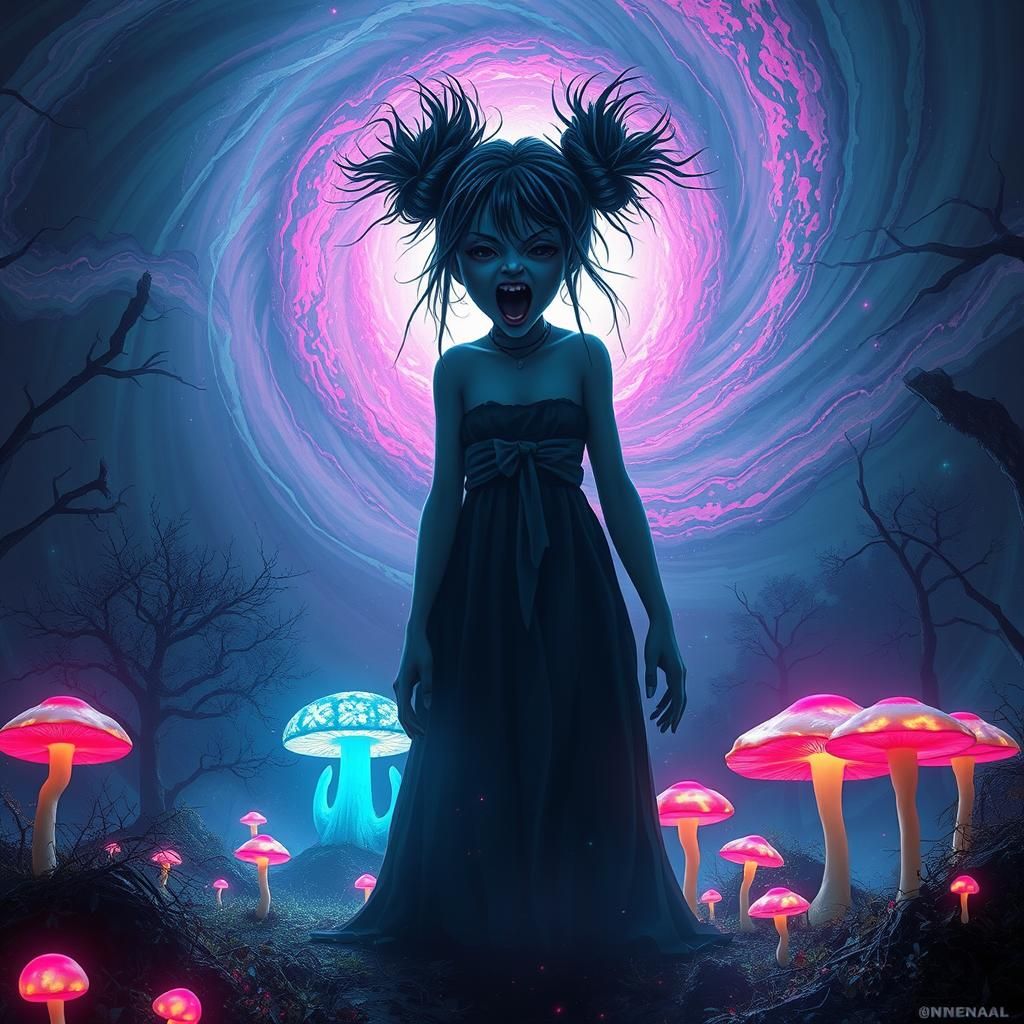 Gothic Banshee Conjures Mystical Forest in Dreamlike Art