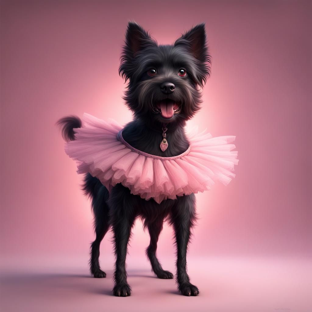 Dog Ballerina in Detailed Fantasy Art