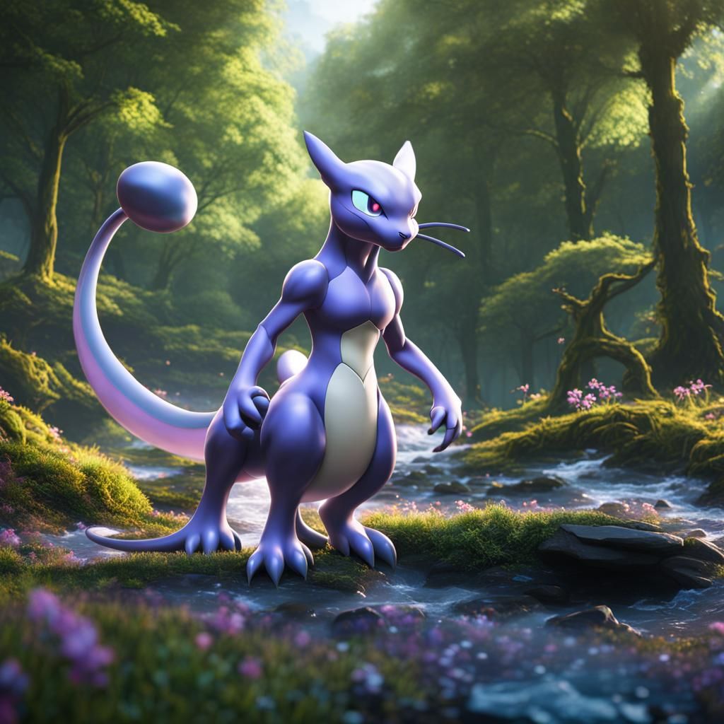 Detailed Mewtwo Matte Painting in 8k