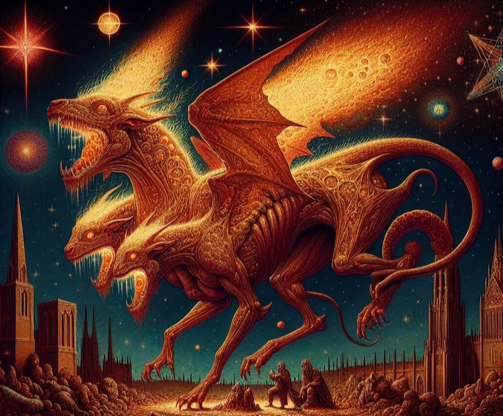 Fiery Frozen Shell in Space: Golden Ratio Art