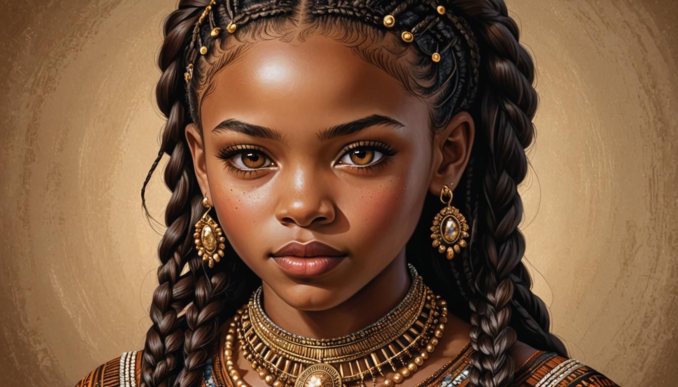 Glamour Portrait of Girl in Hyperrealism Vector Style