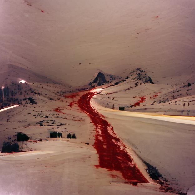 Eerie Crimson Mountain Pass