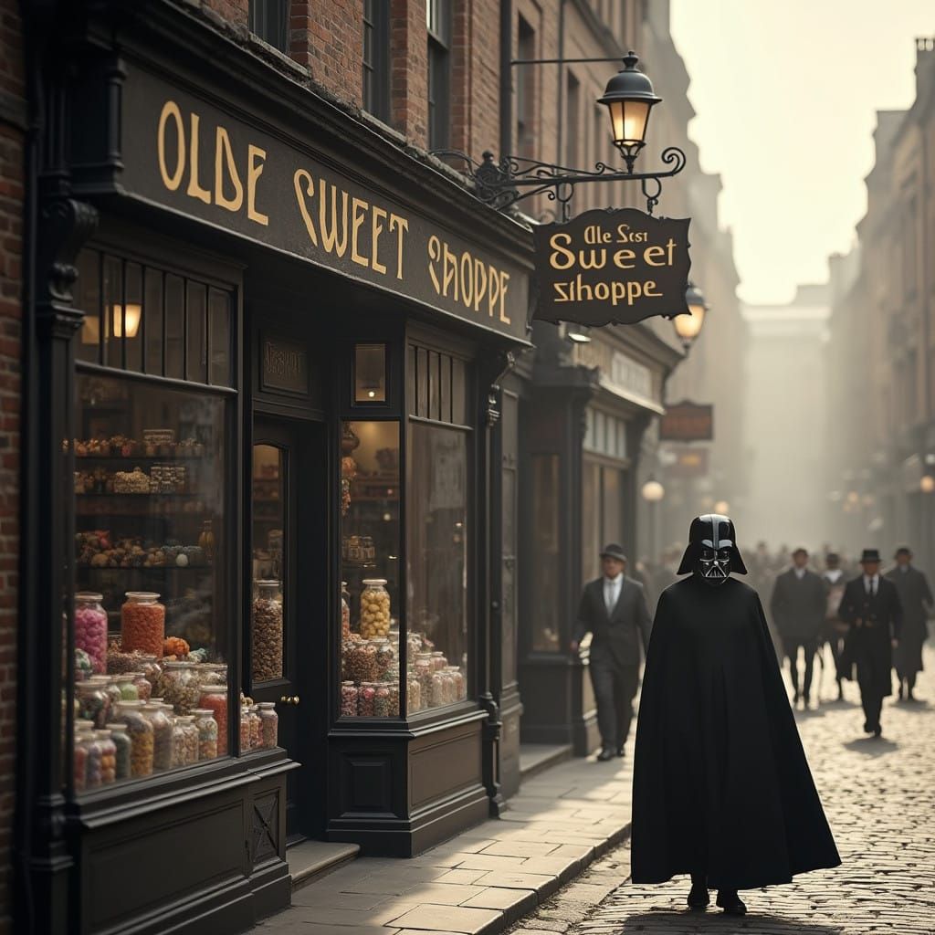 Classic London Sweet Shop in Vintage Black-and-White
