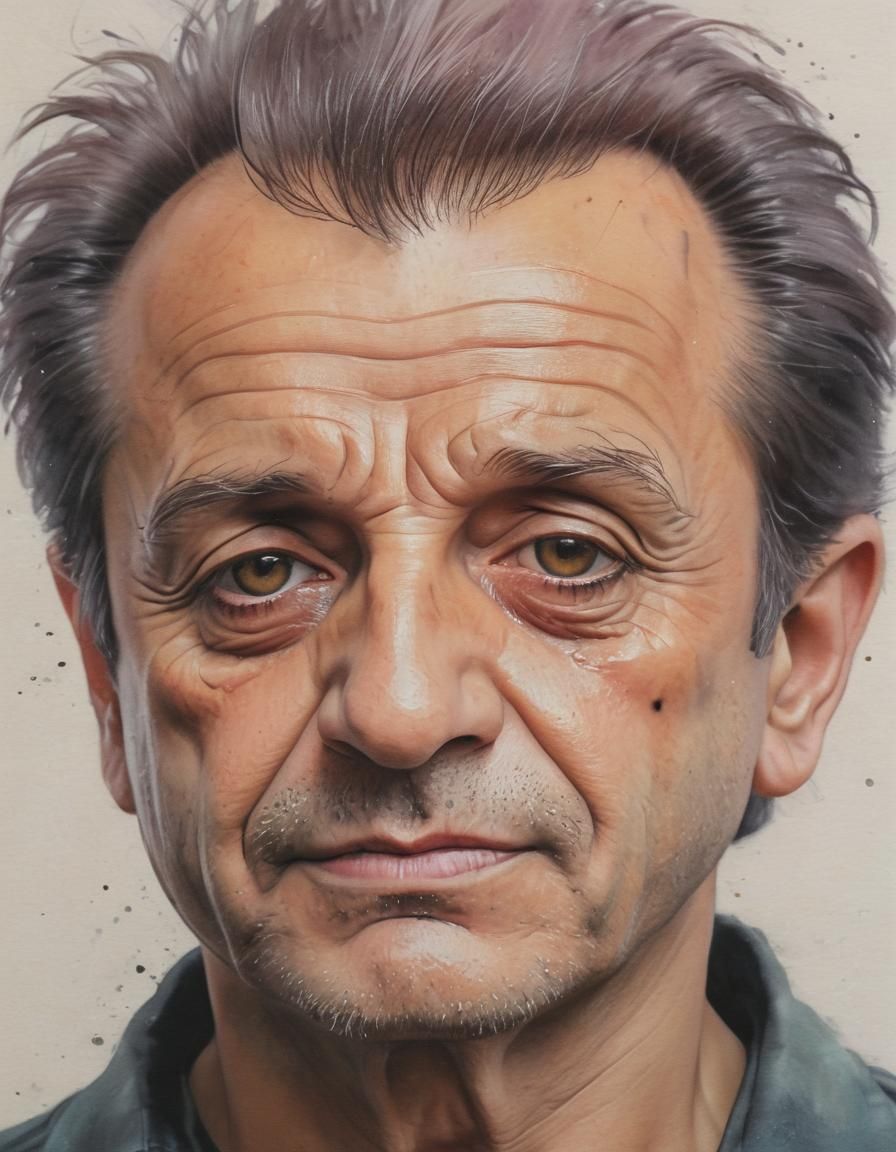 Joe Pesci Mugshot as Watercolor Manga Illustration