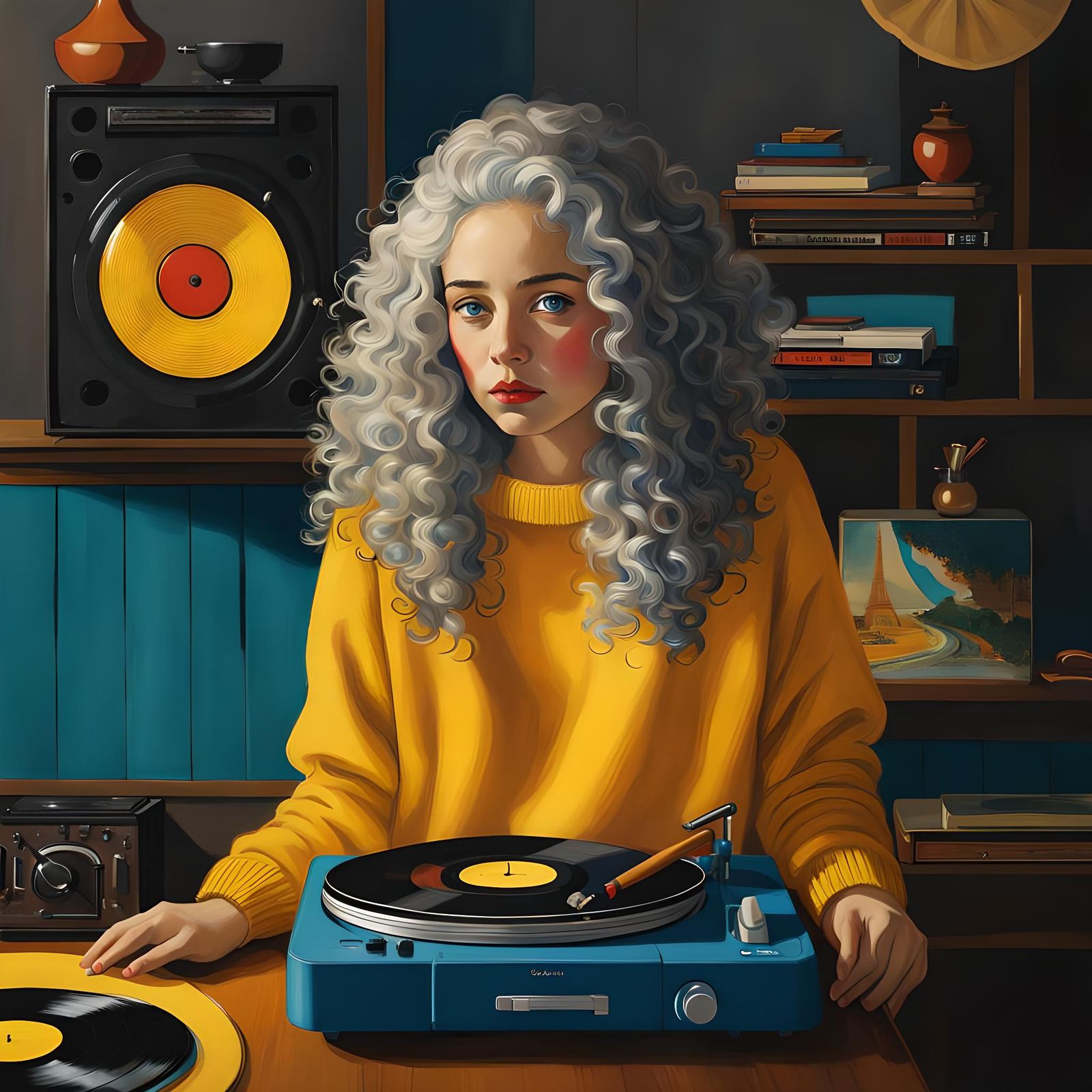 Girl with Cigarette as Oil Painting