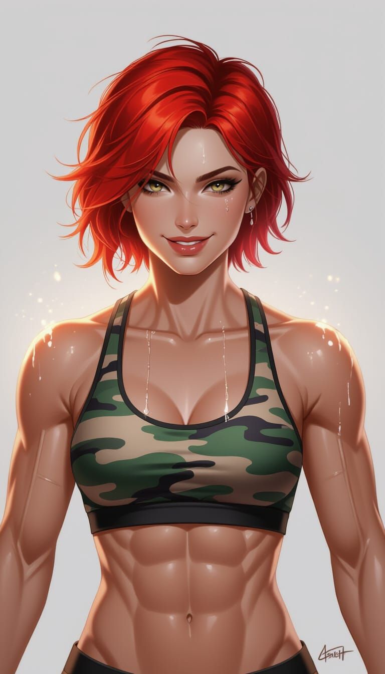 Anime Portrait: Powerful Woman with Red Hair