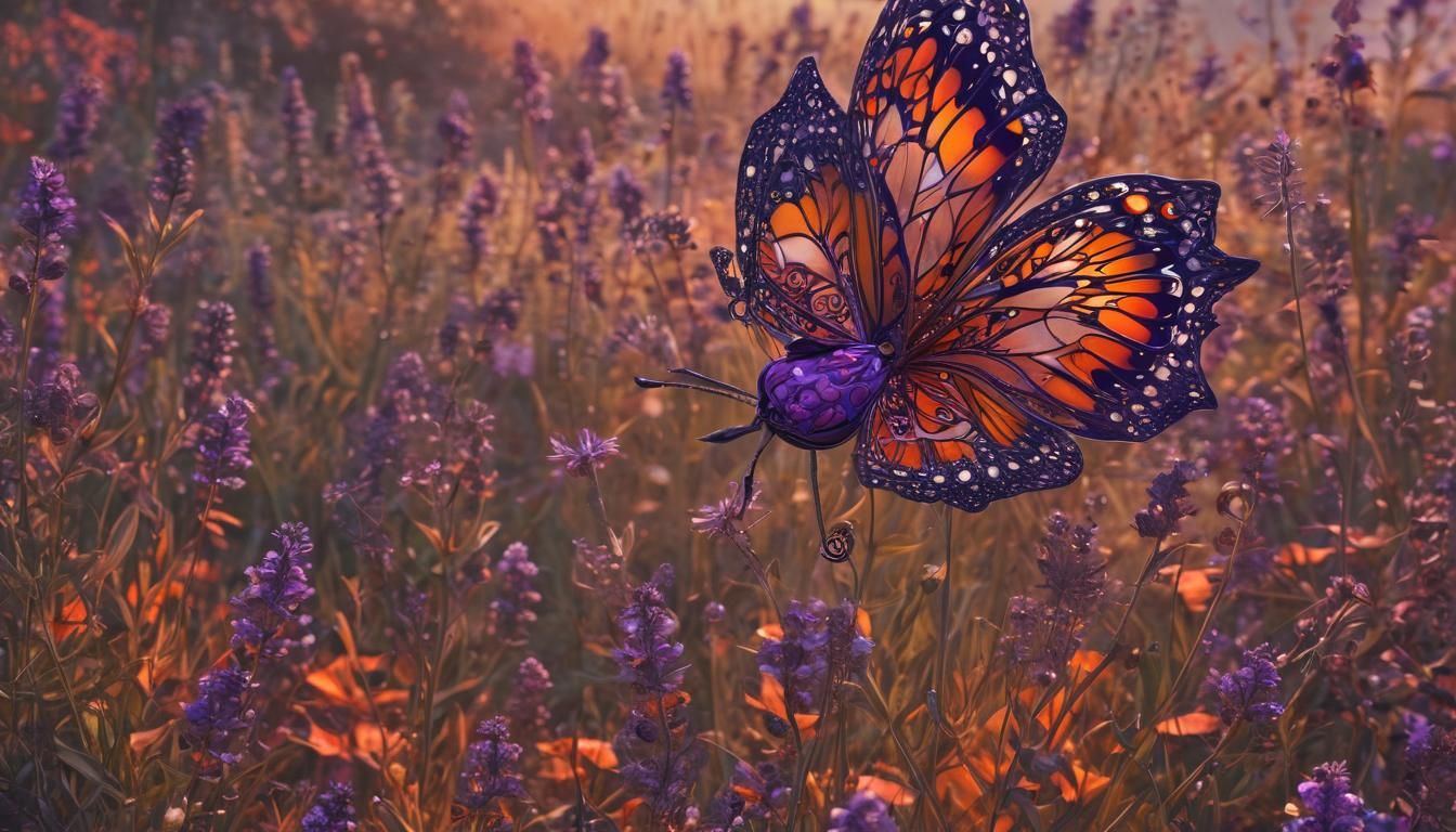 Abstract Butterfly Unfolding Wings at Twilight