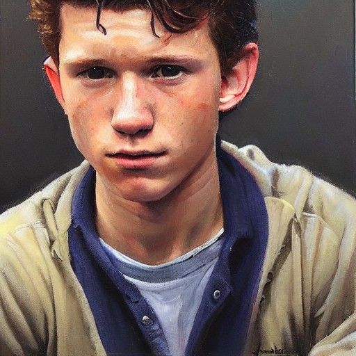 Tom Holland Portrait in Oil Paint