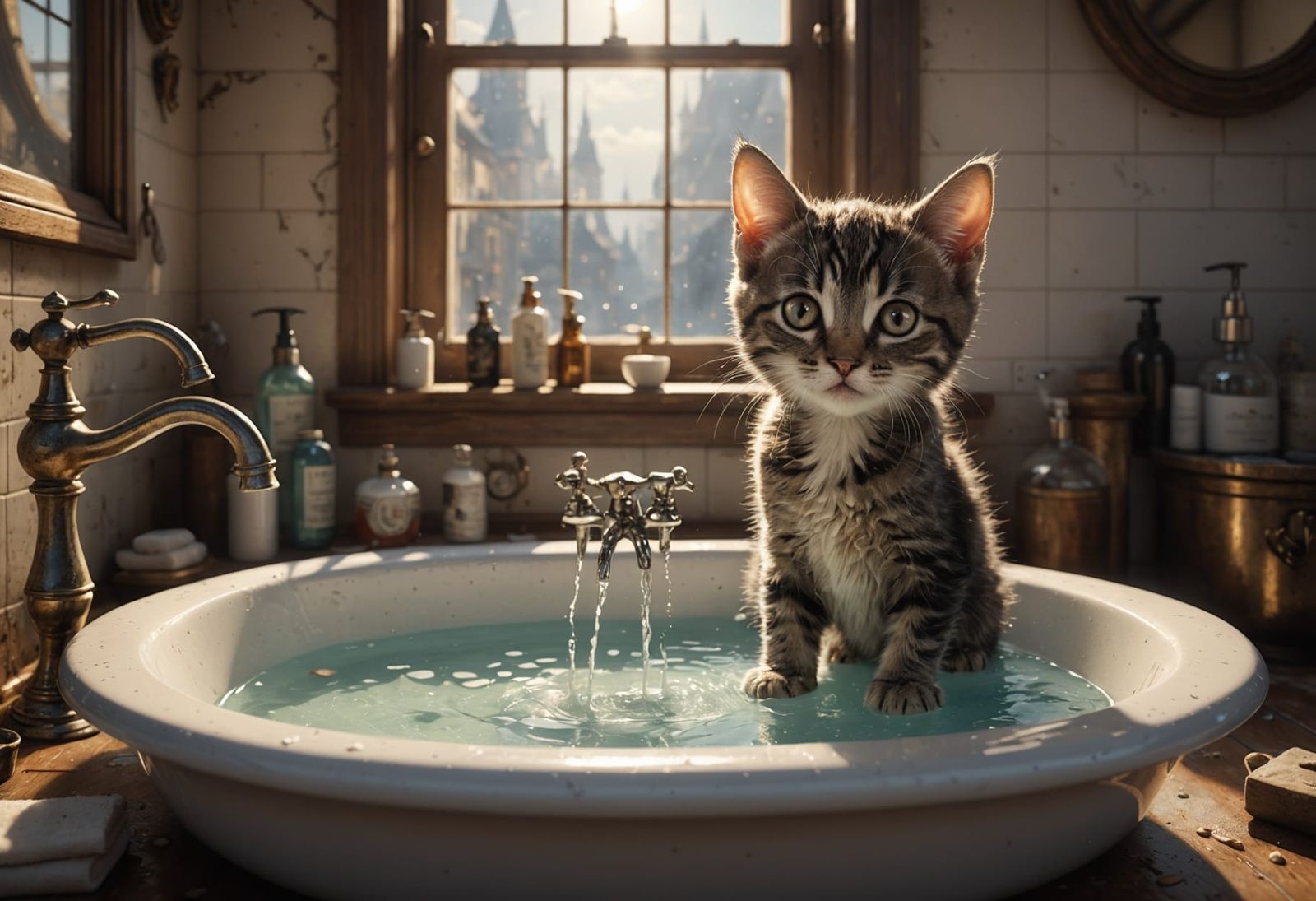 Kitten's Bath: Fantasycore Artwork in 8K