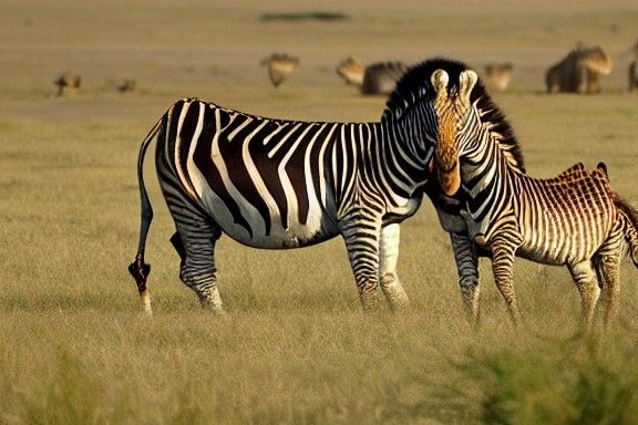 AI Generated Hybrid Animal: Lion, Zebra, Hippo, Giraffe