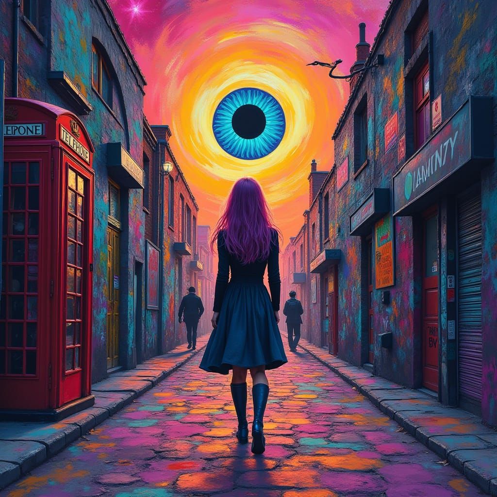 Psychedelic Dreamland with Evil Eye, Digital Art