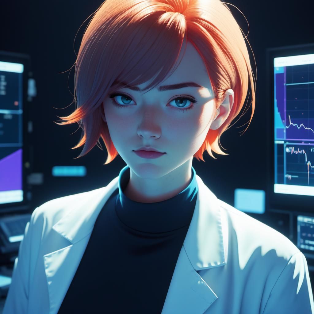 Detailed Portrait of Scientist in Fun Laboratory