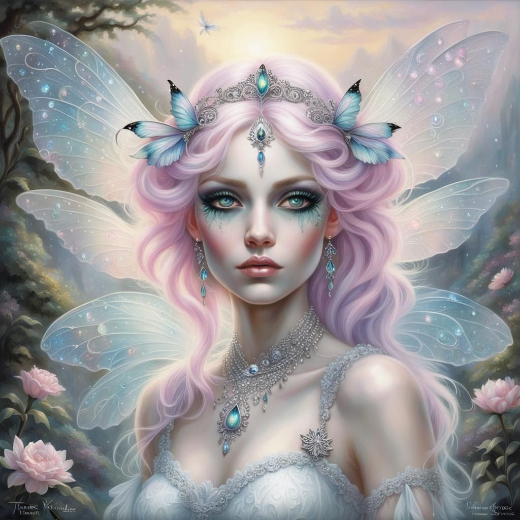 Ethereal Fairy with Opal Jewels, Hyperdetailed Fantasy Art