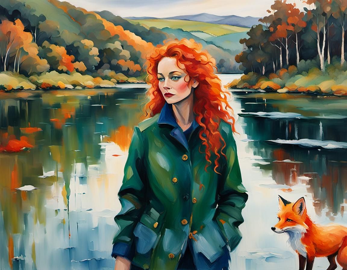 Red Fox Lady by Irish Lake, Abstract Expressionism