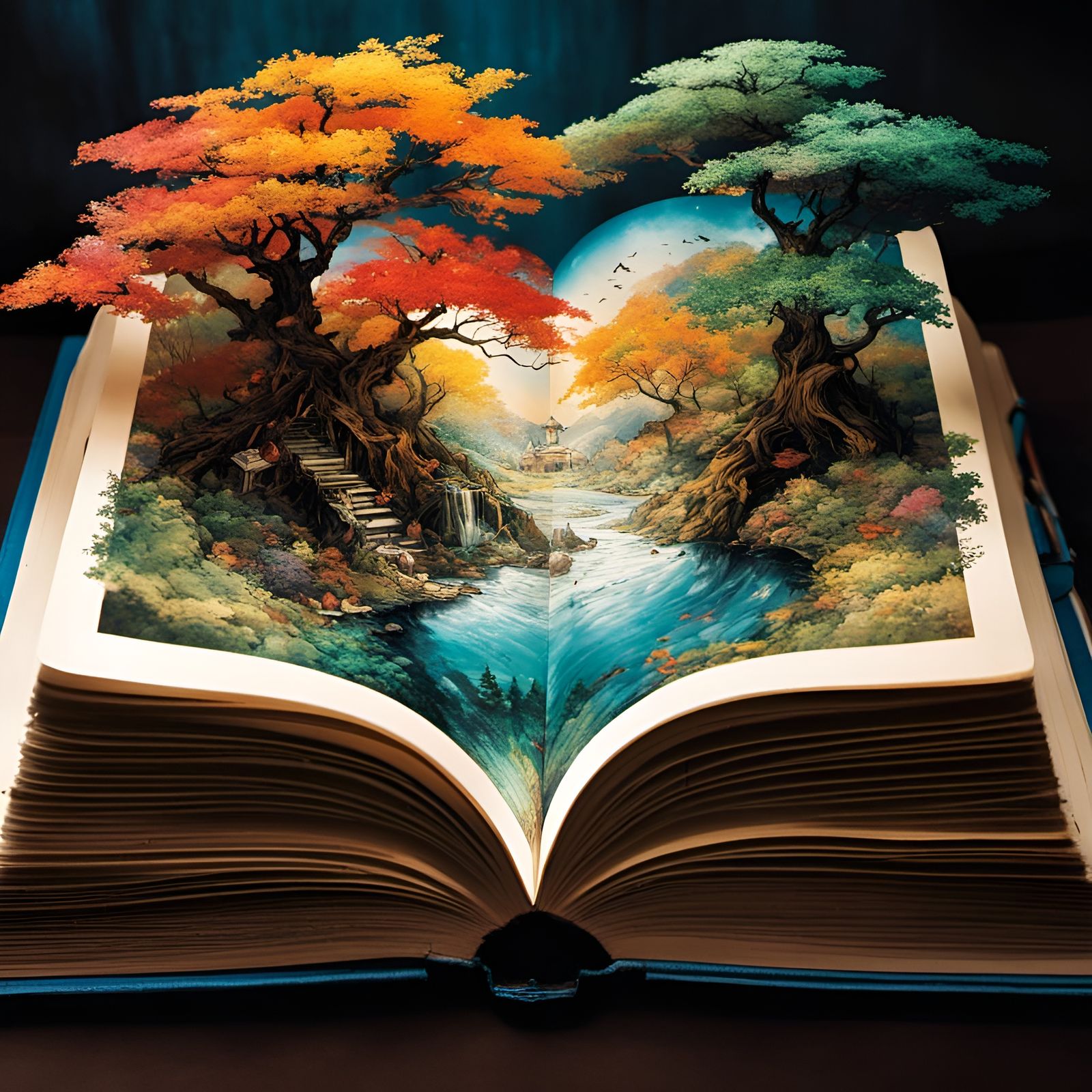 Fantasy World Emerges from Open Book