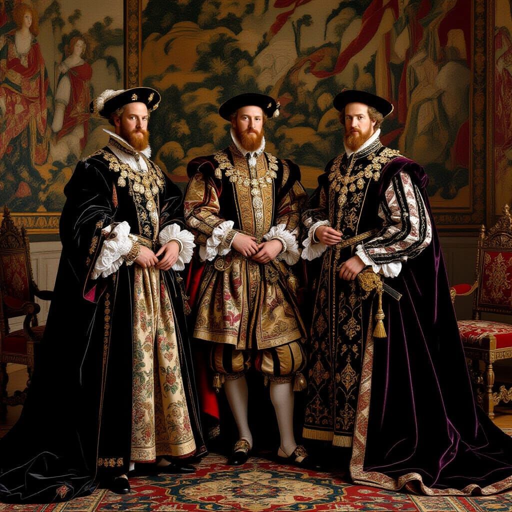 Regal Dukes of Hessen in Ornate Chamber