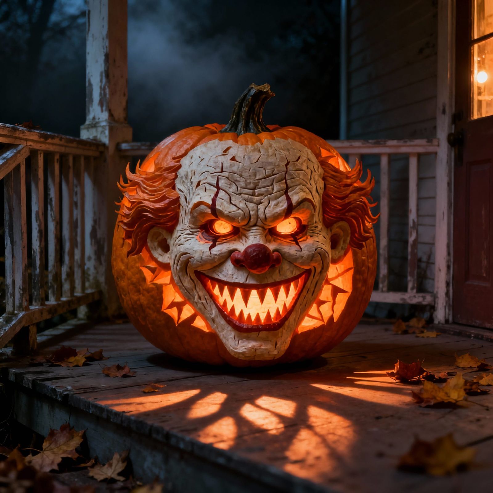 Sinister Pennywise Pumpkin Carving at Night