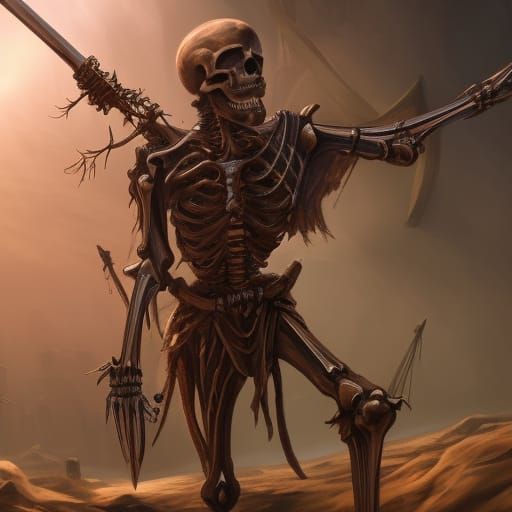 Humanoid Skeleton with Sword: Fantasy Concept Art