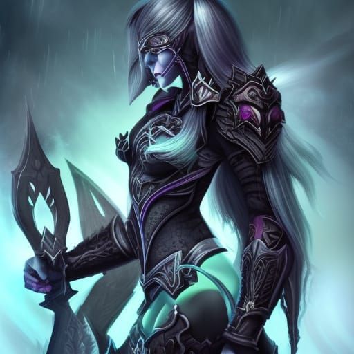 Detailed Female Death Knight in Splash Art Style