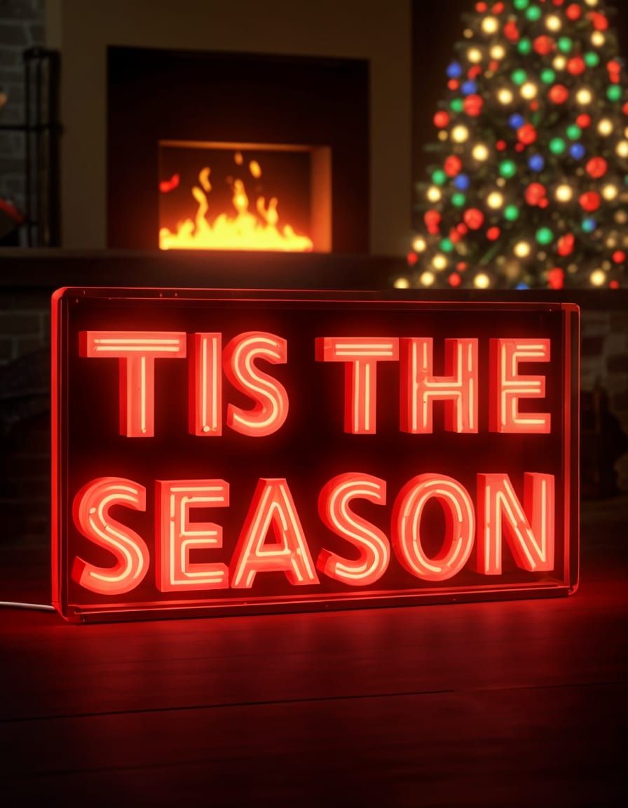 Glowing Neon Sign: 'Tis the Season