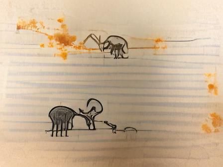 Surreal Sketch: Six-Legged Elephant Eats Giraffe