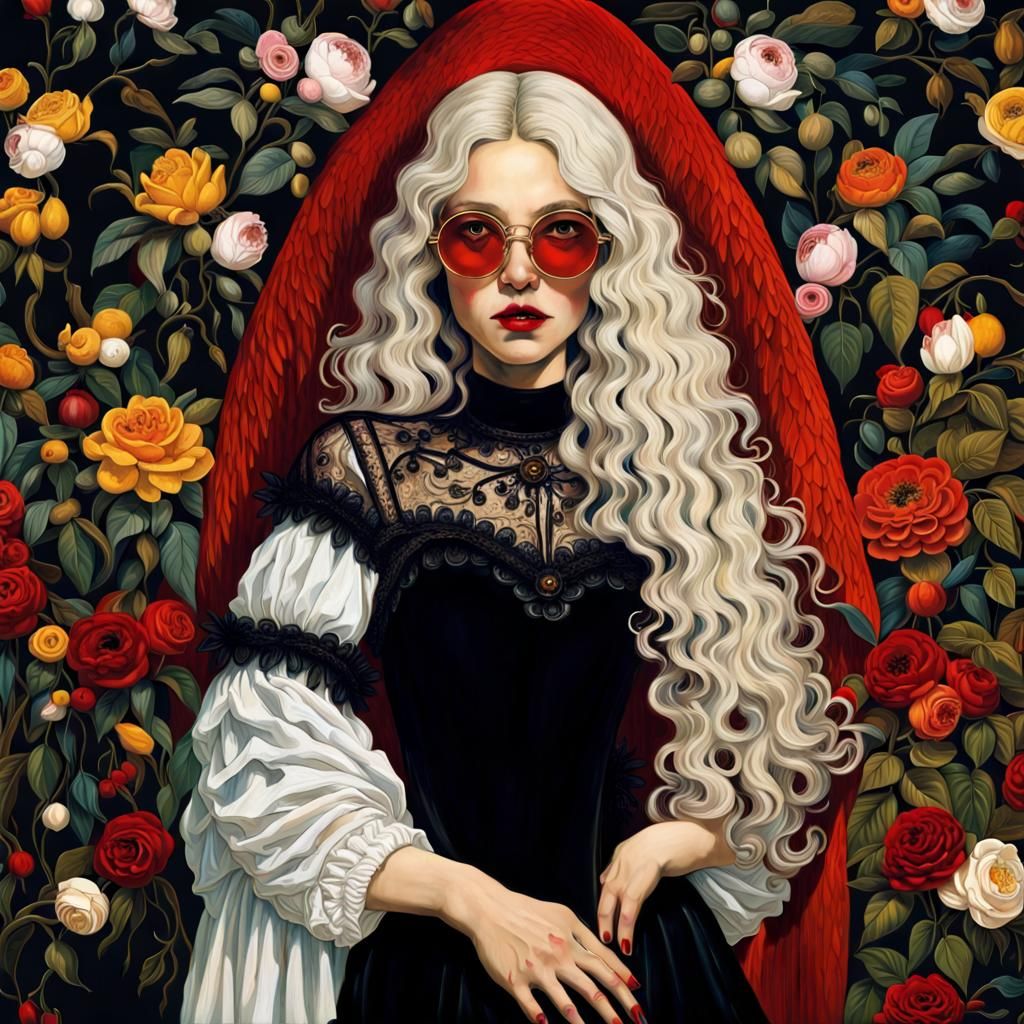 Hyperdetailed Woman with White Hair in Vivid Style