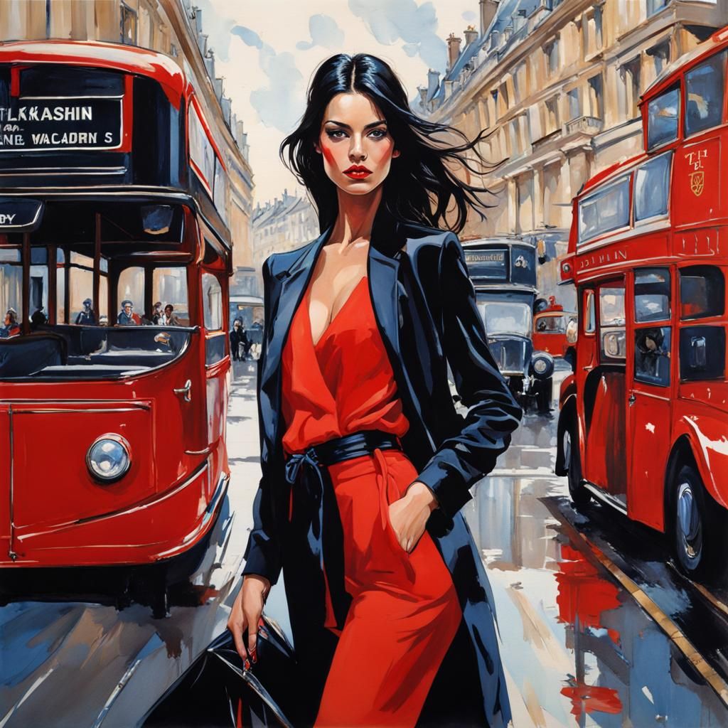 English Girl in London: Colorful Portrait in French Fashion