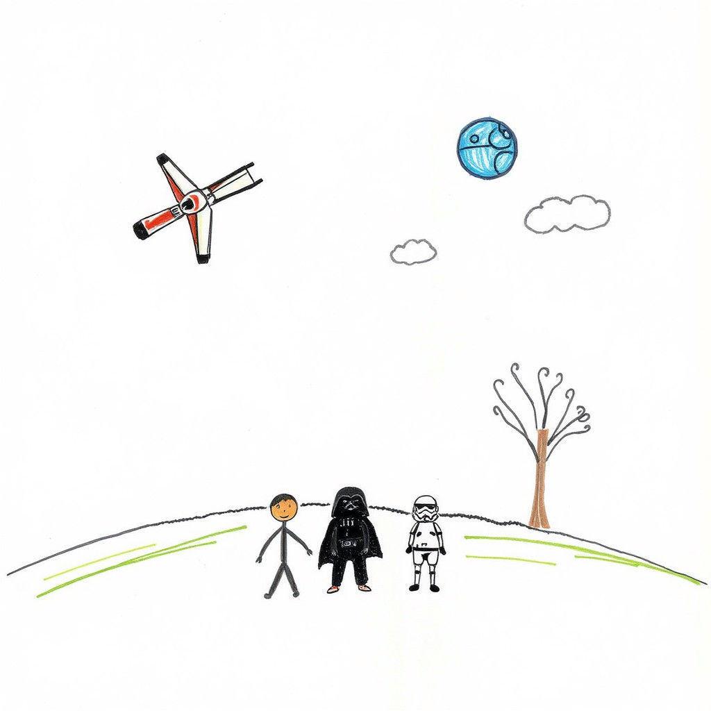 Whimsical Star Wars Doodle by a Kindergartner