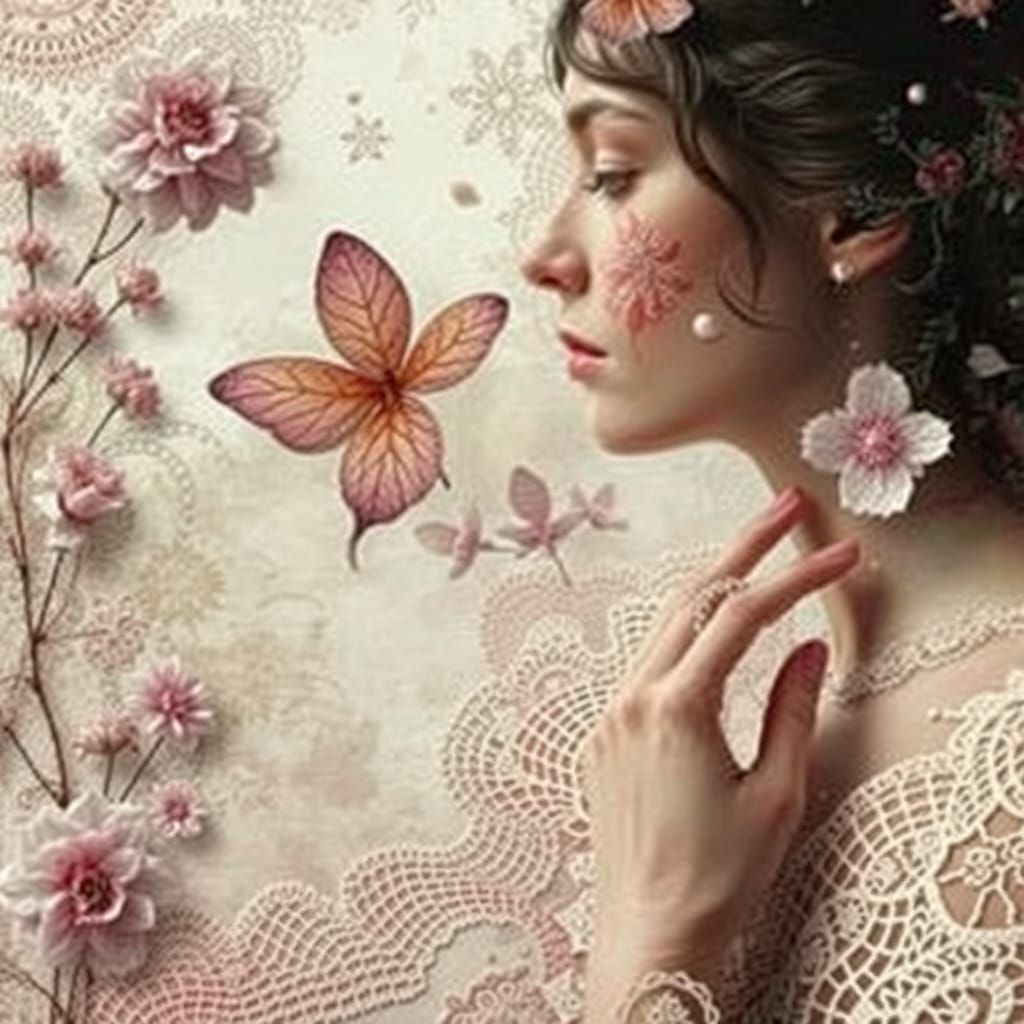 Surreal Floral Collage with Ethereal Soft Lighting