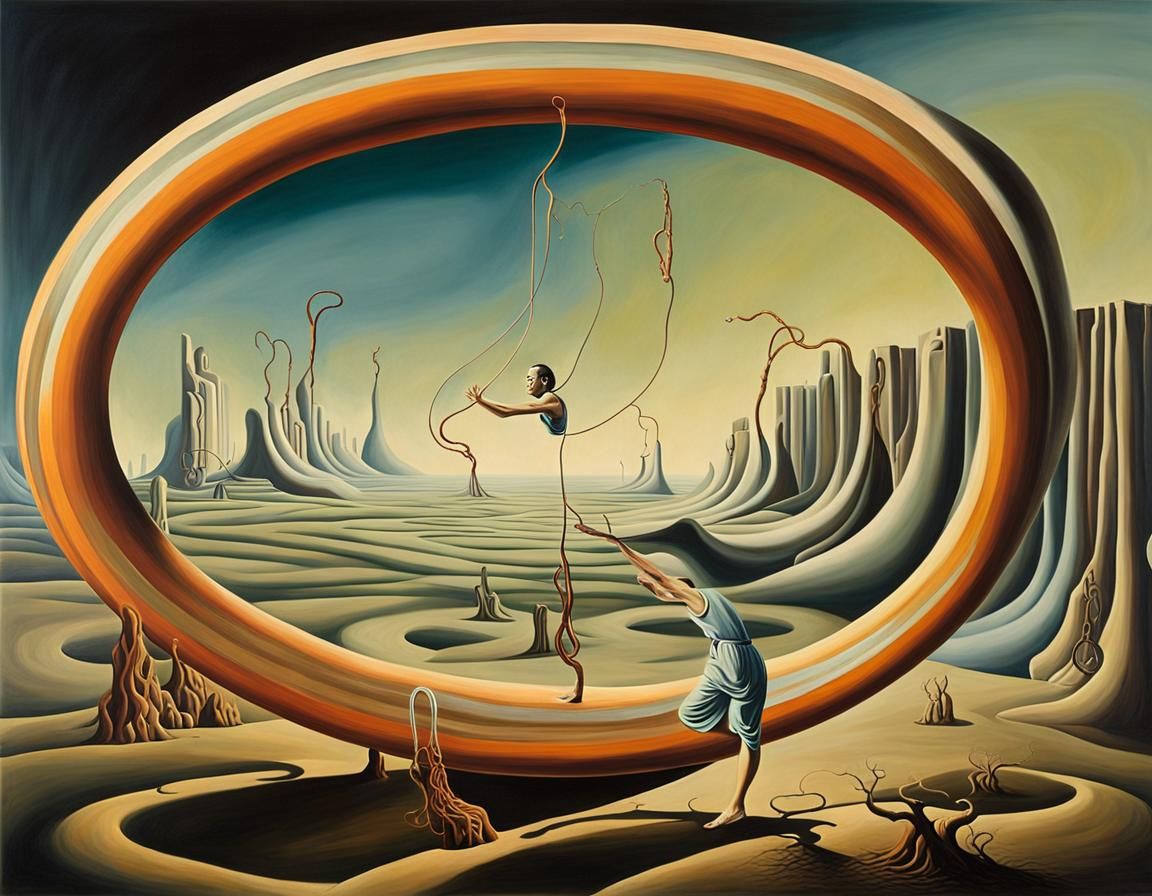 Surreal Hula Hoop in Melting Slinky World