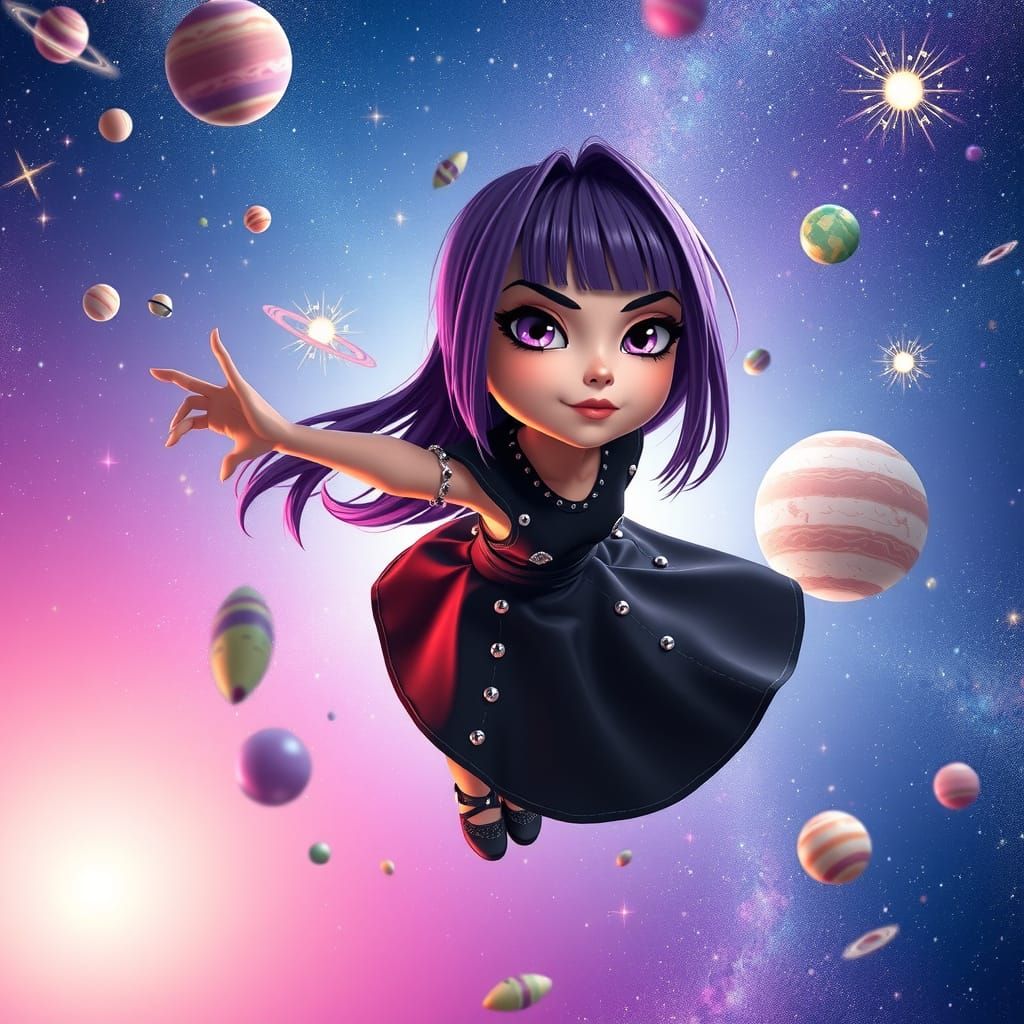 Goth Girl Soars Through the Cosmos in Vibrant, Pixar-Inspire...