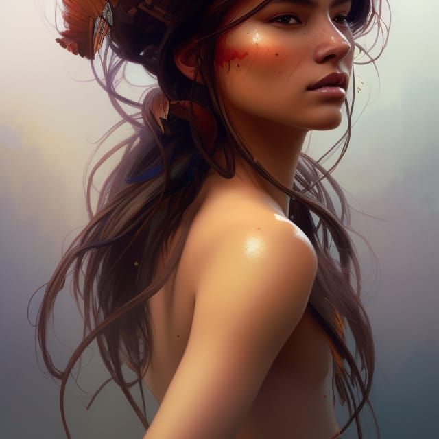 Detailed Portrait of Native Beauty in Artgerm Style