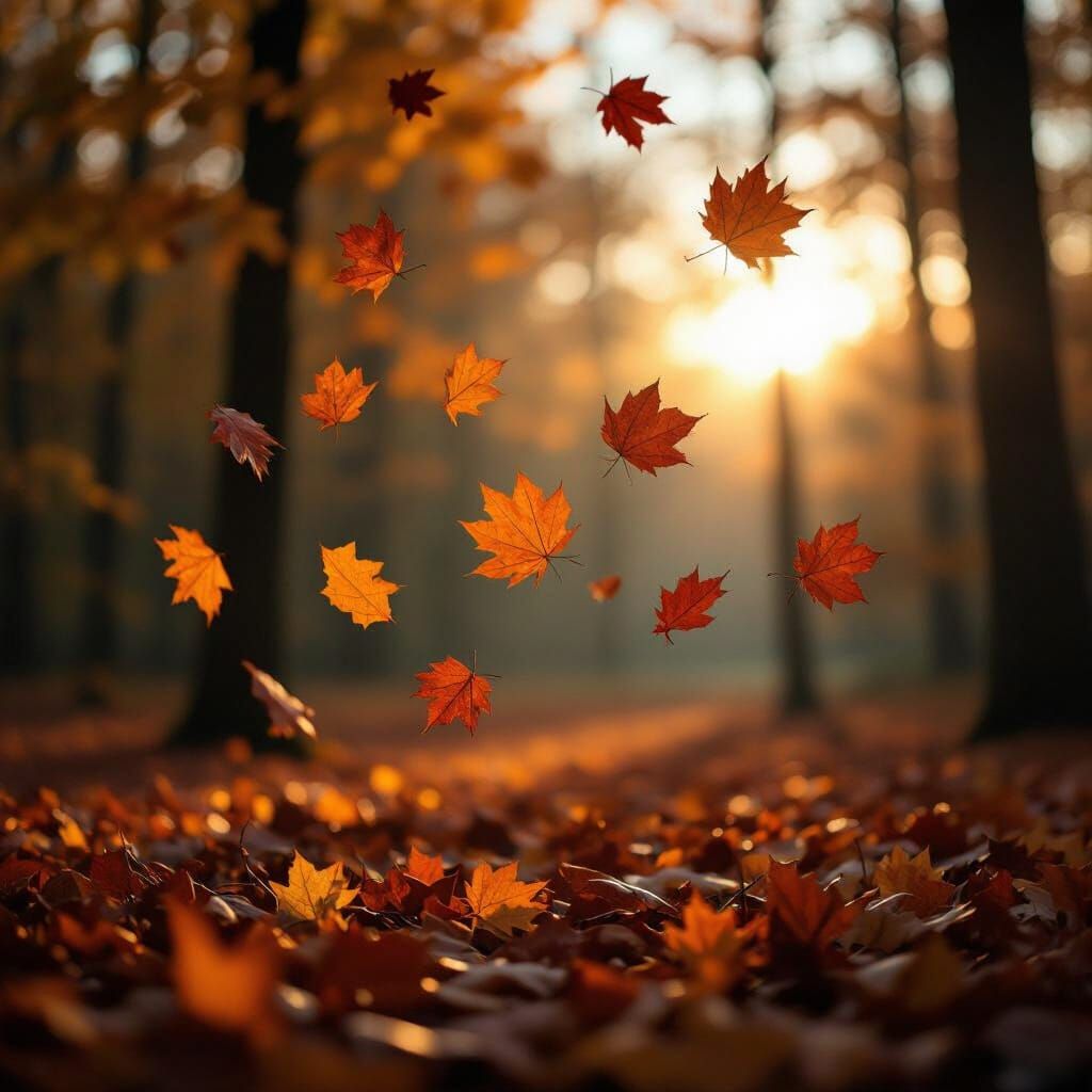 Vibrant Autumn Forest Leaves Falling Cinematic