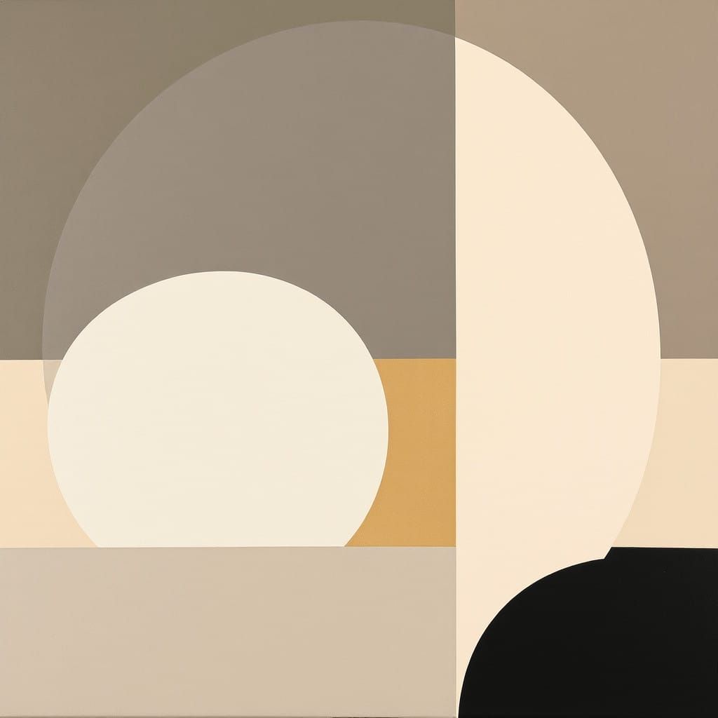 Geometric Abstraction in Soft Gray and Brown Tones