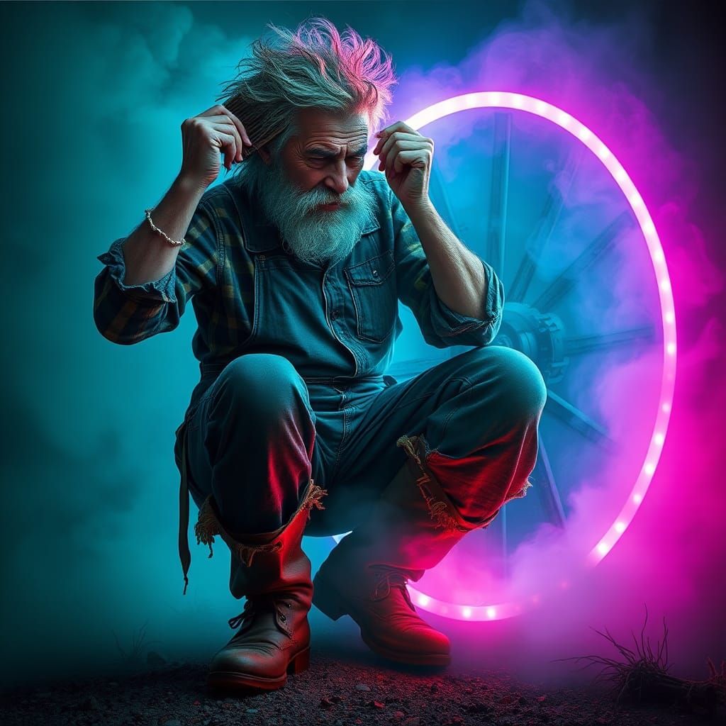 Old Dan Tucker Combs Hair with Neon Wheel