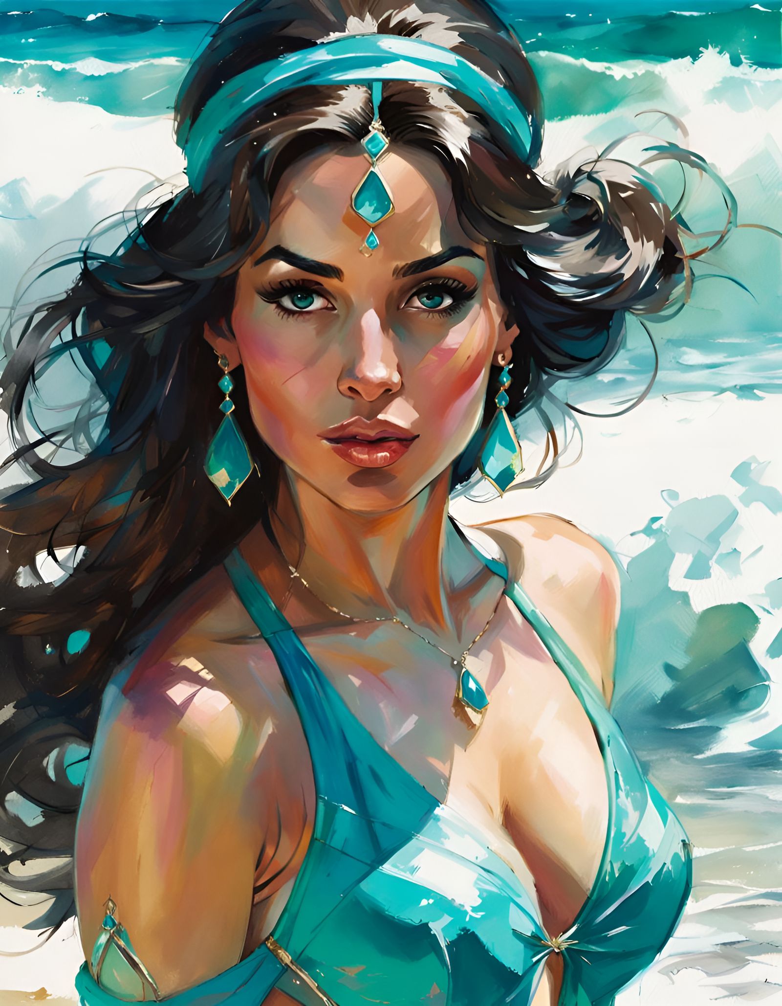 Princess Jasmine at the Beach, Pin-Up Portrait