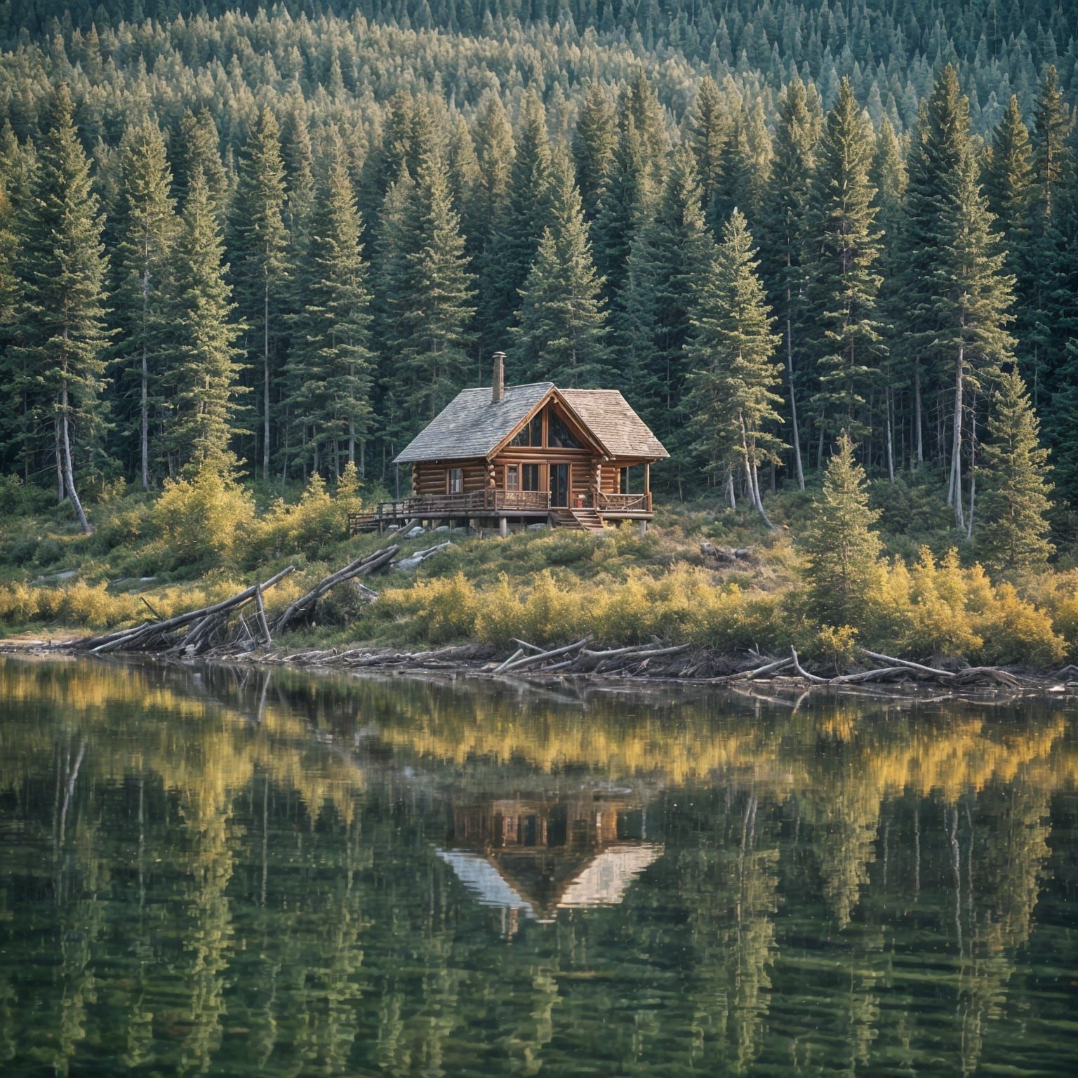 Secluded Lakeside Cabin with Moose: Professional Photography