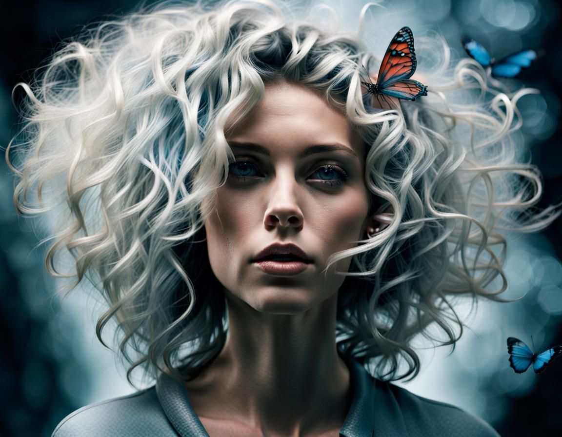 Blue Butterfly Tattoo on Neck