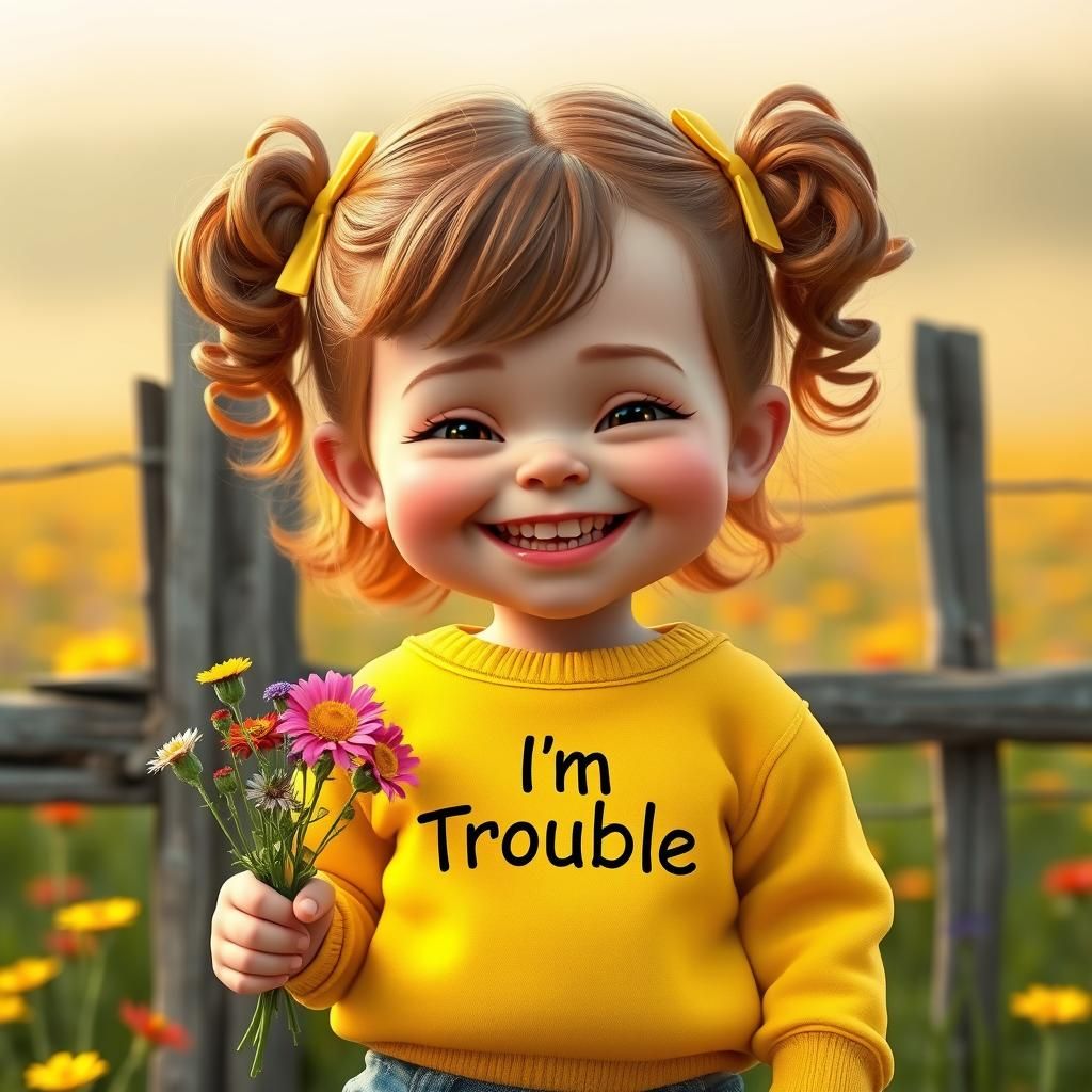 Cherubic Toddler with Mischievous Smile, Pixar-Style 3D Rend...