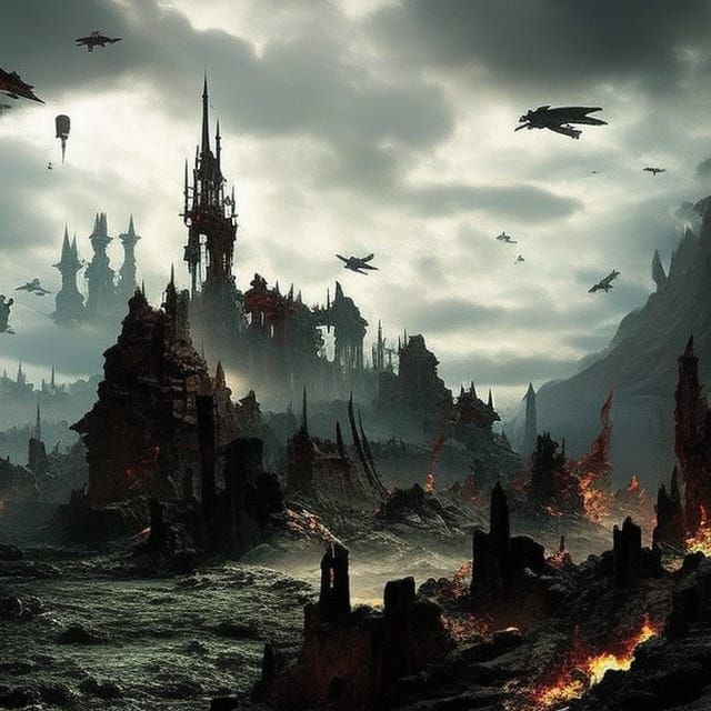 Post-Apocalyptic City Overrun by Zombies: Digital Painting